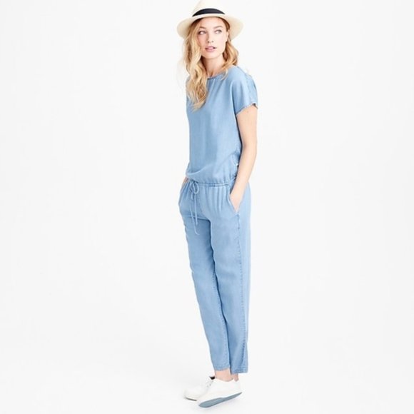 J CREW Chambray Relaxed Short Sleeve Romper Small - Picture 1 of 6